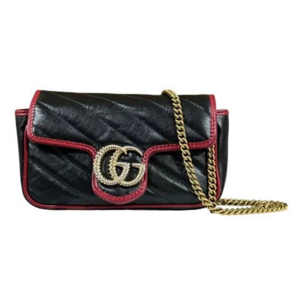 Gucci Super Bag GG Marmont Shoulder Leather Black Chain